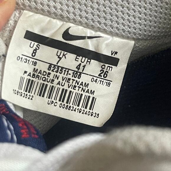 Nike Air Force 1 07' LV8 Chenille Swoosh 823511-106 White /Red/Blue Men's Size 8 - Picture 10 of 10